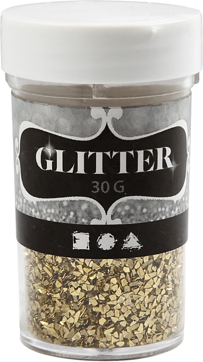 Glitter, afm 1-3 mm, goud, 30gr [HOB-28432]